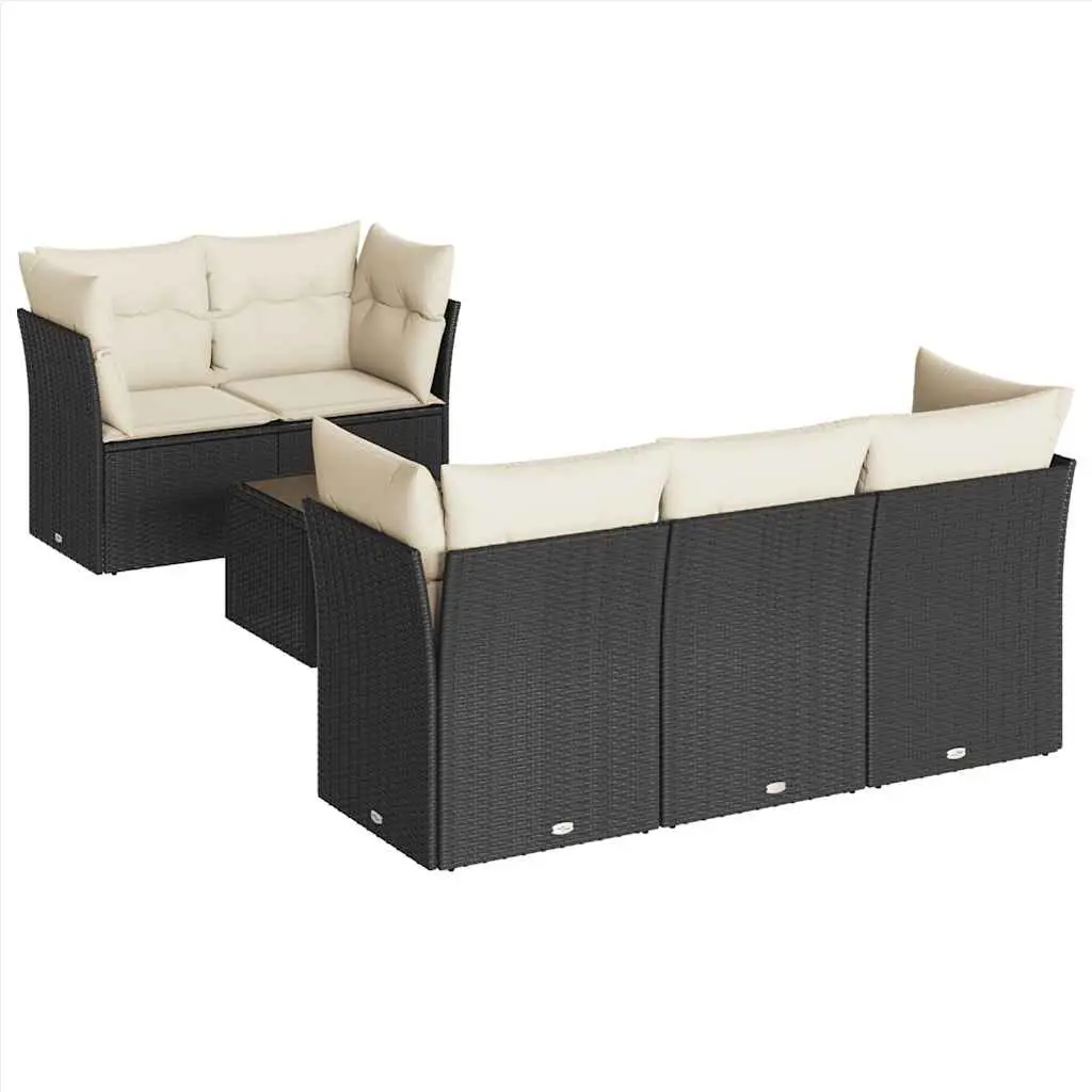6 Piece Garden Sofa Set PE Poly Rattan Outdoor Furniture Black