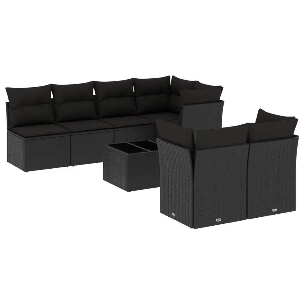 Garden Sofa Set 8 Piece Outdoor Furniture Patio Seating Black Poly Rattan