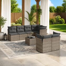 8 Piece Garden Sofa Set with Cushions Grey Outdoor Patio Furniture