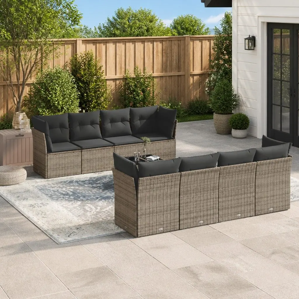 9 Piece Grey Sofa Set for Outdoor Use