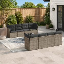 Practical 9 Piece Grey Sofa Set for Outdoor Use