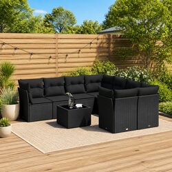 Practical 9 Piece Garden Sofa Set for Outdoor Use