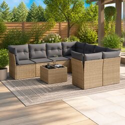 Modular 9 Piece Outdoor Sofa Set with Comfortable Cushions