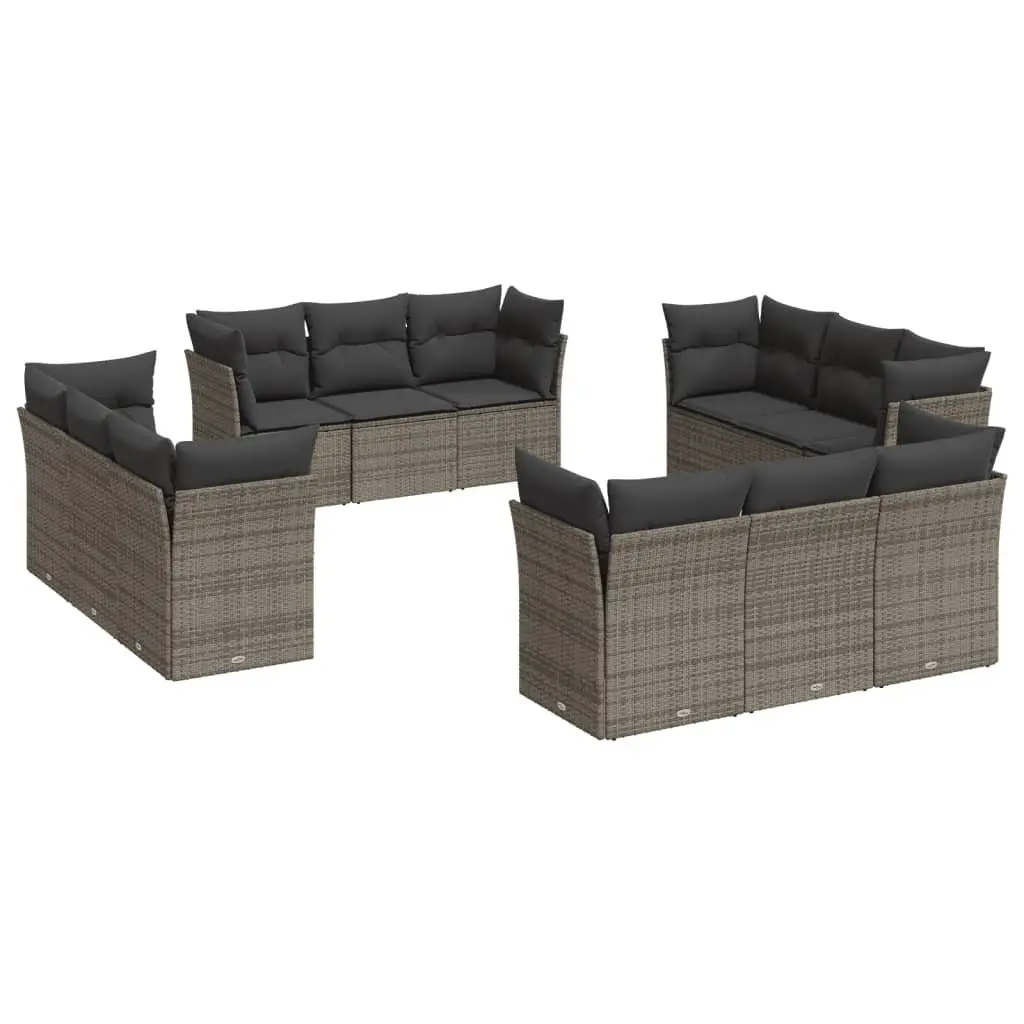 Garden Sofa Set 12 Piece Outdoor Furniture Grey Modular Patio Lounge Seating