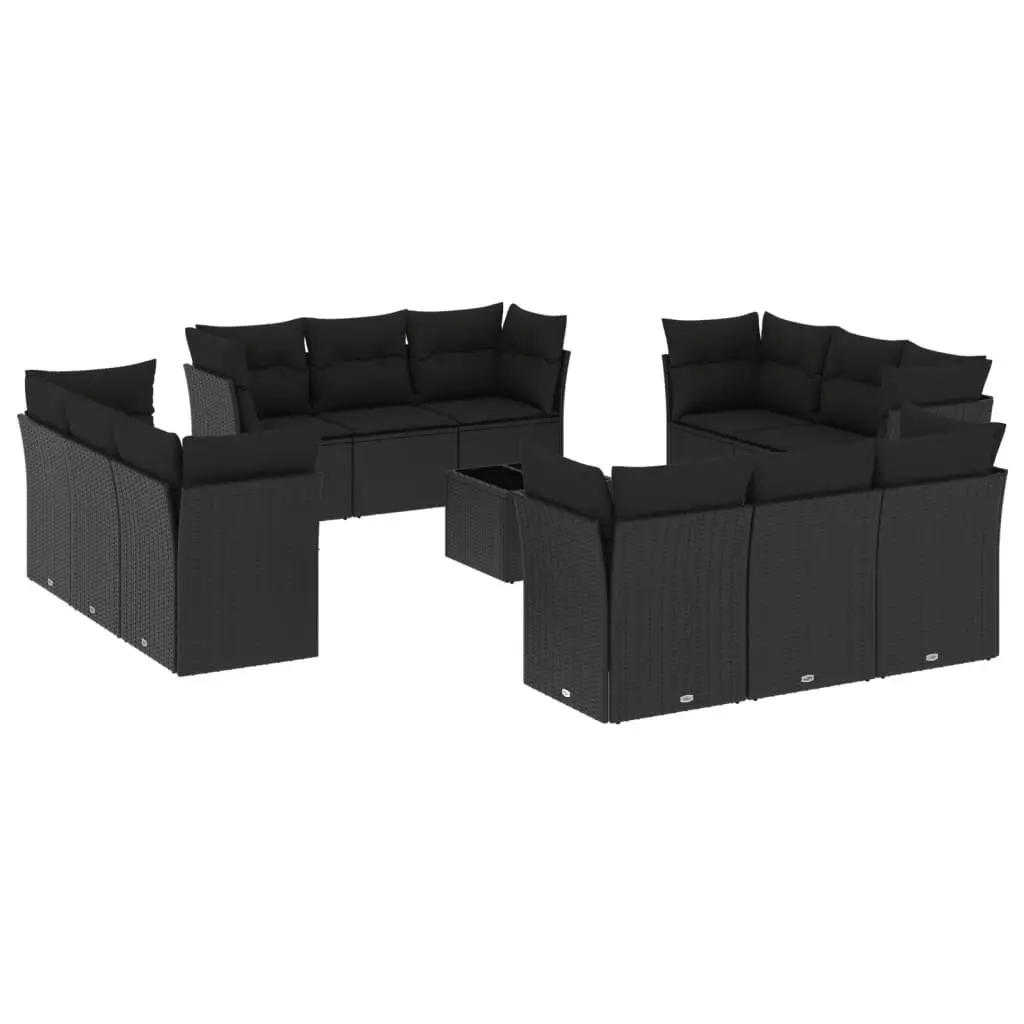 Garden Sofa Set PE Poly Rattan 13 Piece Outdoor Furniture Black Patio Seating