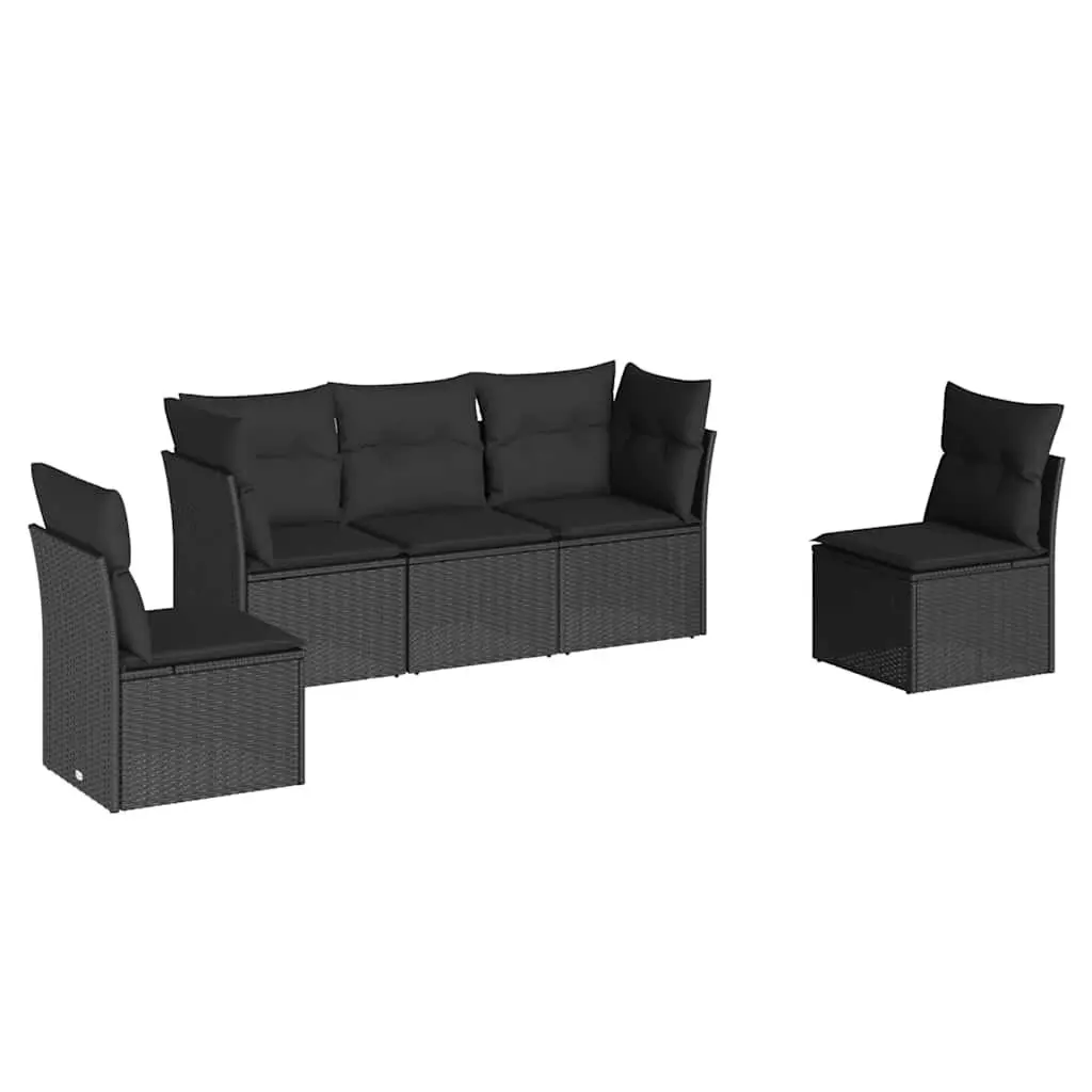 Garden Sofa Set 5 Piece Outdoor Furniture Patio Seating Black with Cushions