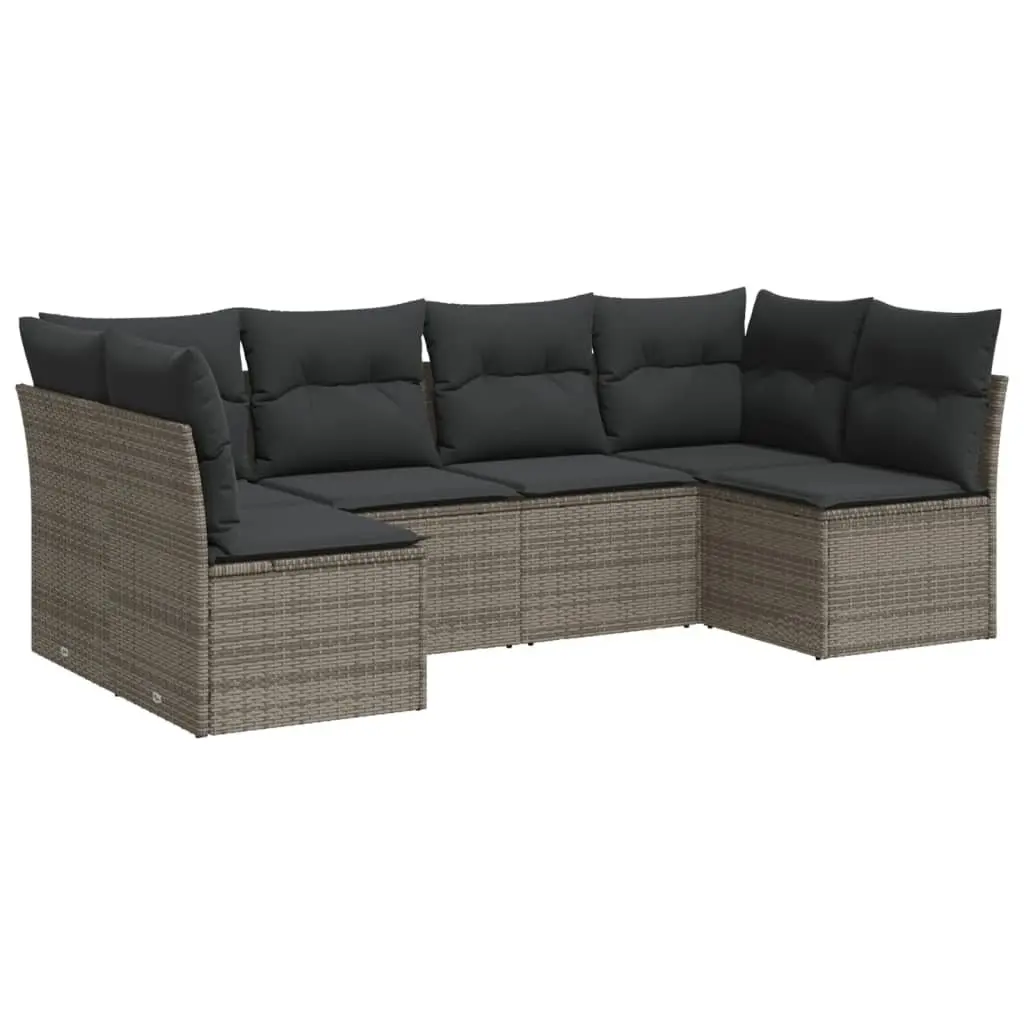 Garden Sofa Set 6 Piece Outdoor Furniture Patio Grey Poly Rattan Cushions
