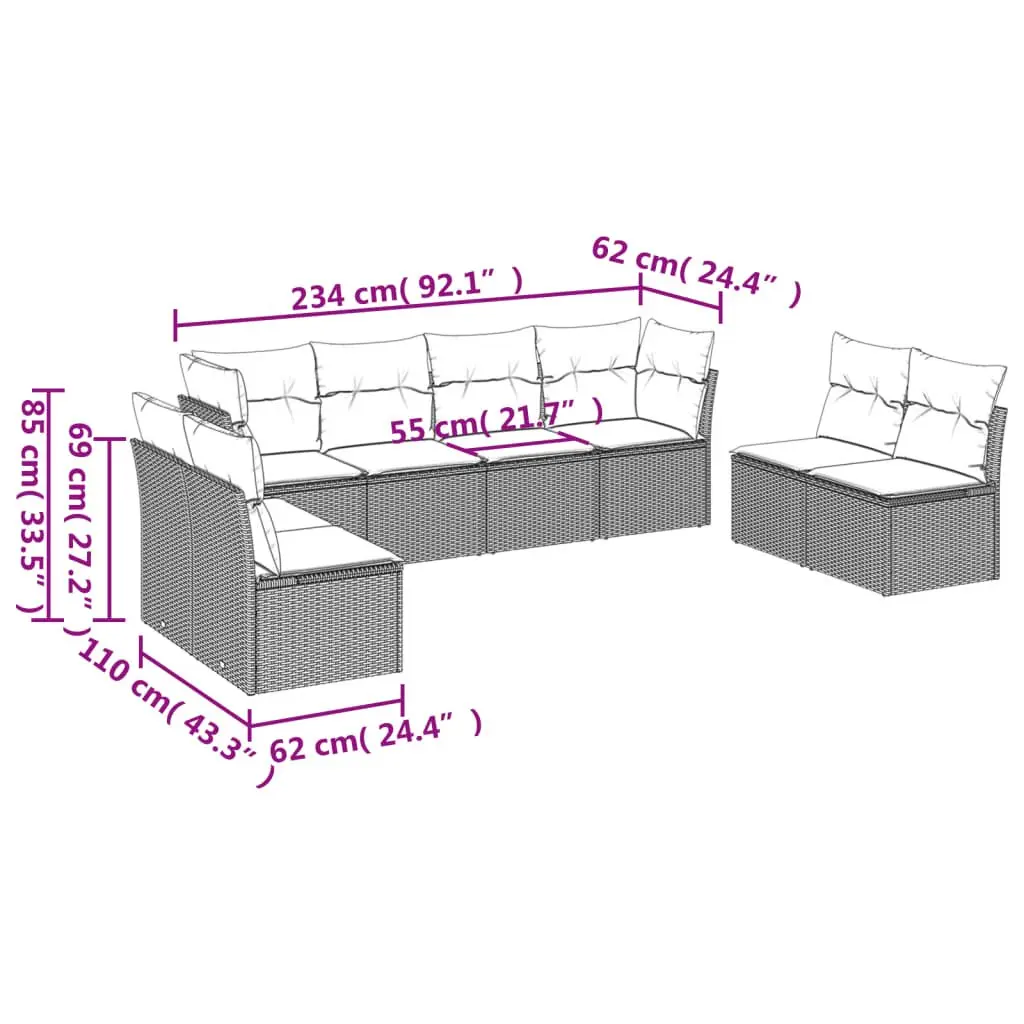 8-Piece Modular Sofa Set for Outdoor Living