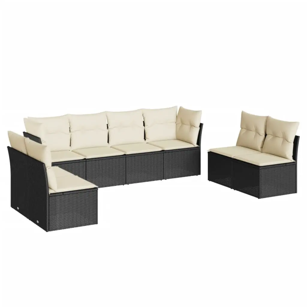 8 Piece Garden Sofa Set PE Rattan Modular Outdoor Furniture Black