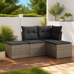 Versatile 4 Piece Grey Garden Sofa Set for Outdoor Use