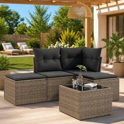 Versatile 5 Piece Grey Garden Sofa Set for Any Outdoor Space
