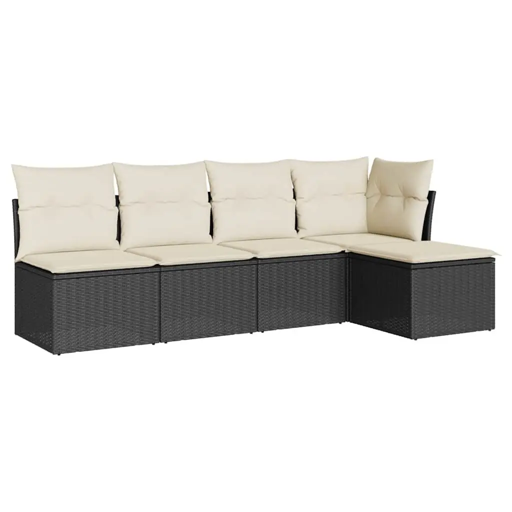 Garden Sofa Set 5 Piece Outdoor Furniture Patio Seating Black with Cushions