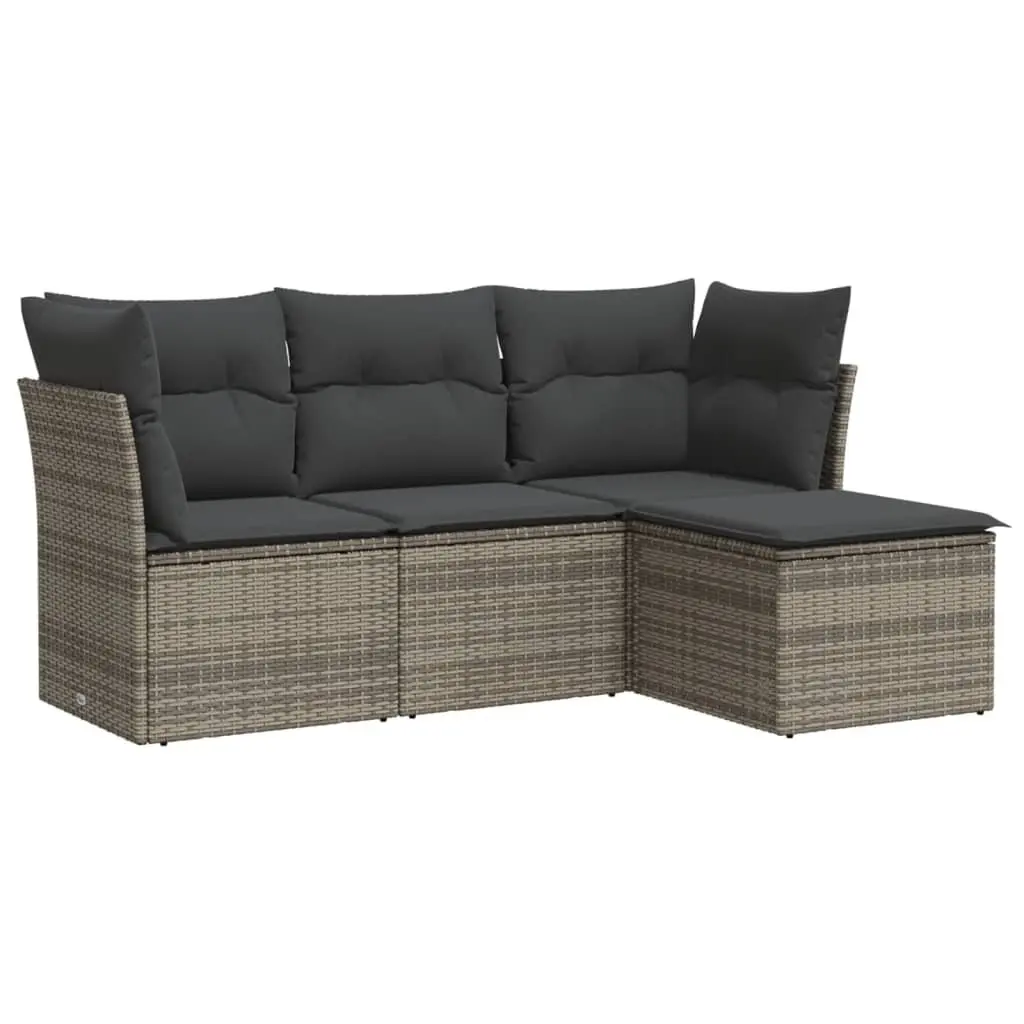 Garden Sofa Set PE Rattan Modular 4 Piece Outdoor Furniture Grey