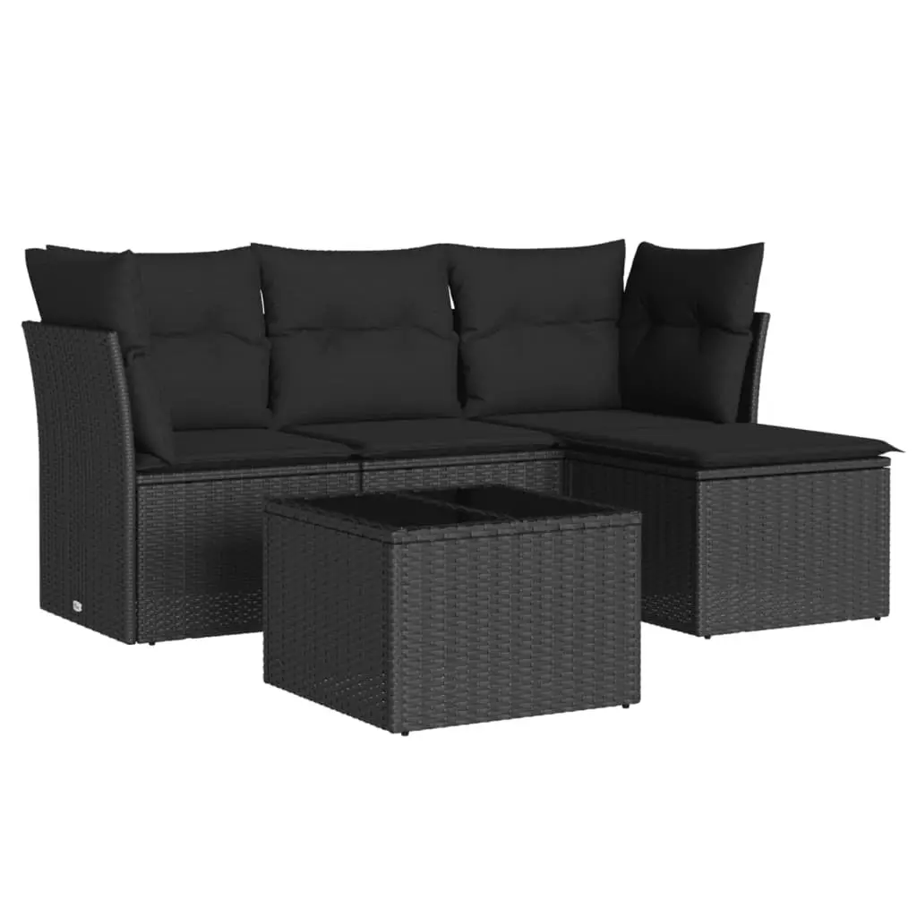Garden Sofa Set 5 Piece Outdoor Furniture Patio Seating with Cushions Black