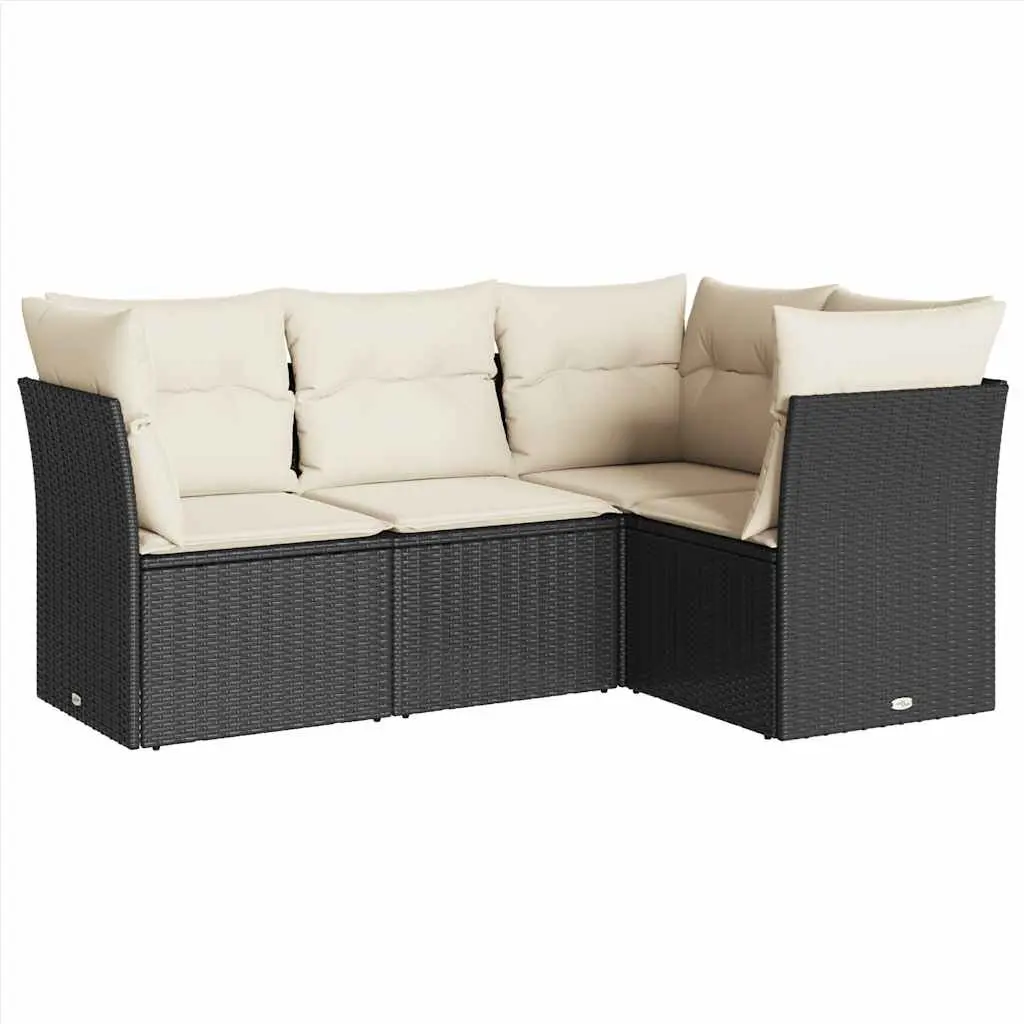 Garden Sofa Set 4 Piece Outdoor Furniture Patio Seating Black with Cushions
