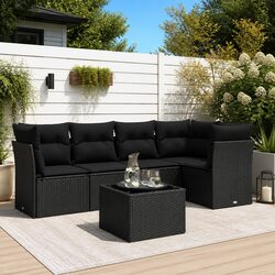 Versatile 6 Piece Modular Garden Sofa Set in Black