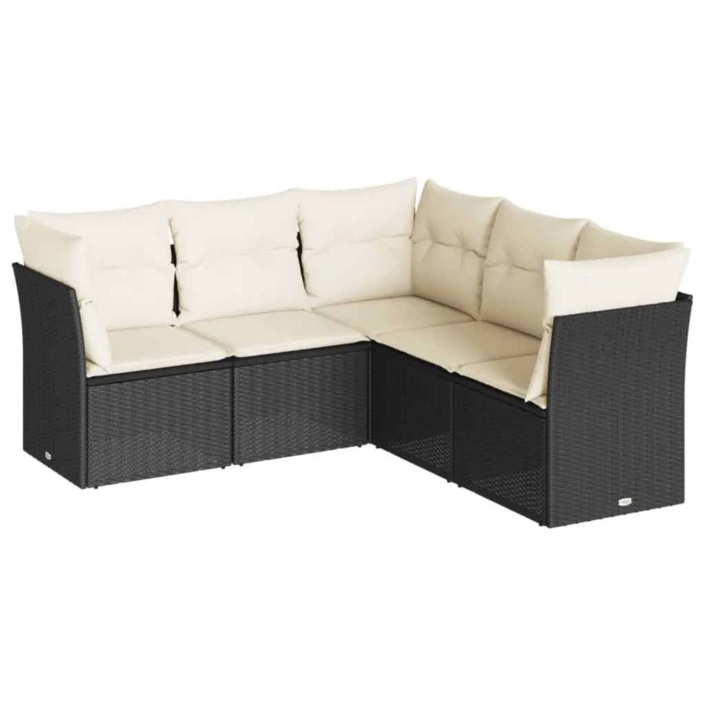 Garden Sofa Set 5 Piece Outdoor Furniture Patio Lounge Black Poly Rattan with