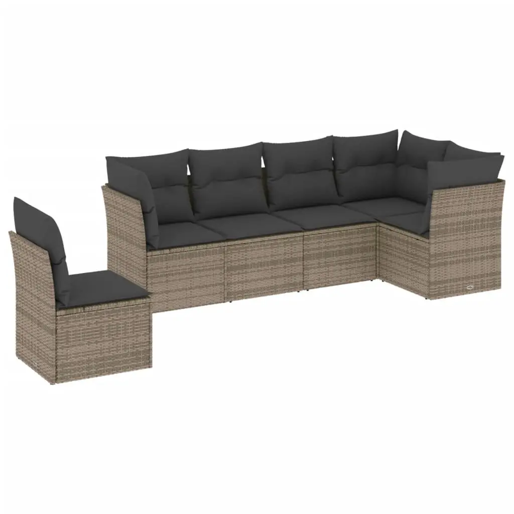 Garden Sofa Set Modular PE Rattan 6 Piece Outdoor Furniture Grey