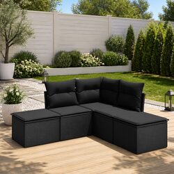 Versatile 5 Piece Black Rattan Garden Sofa Set for Any Space