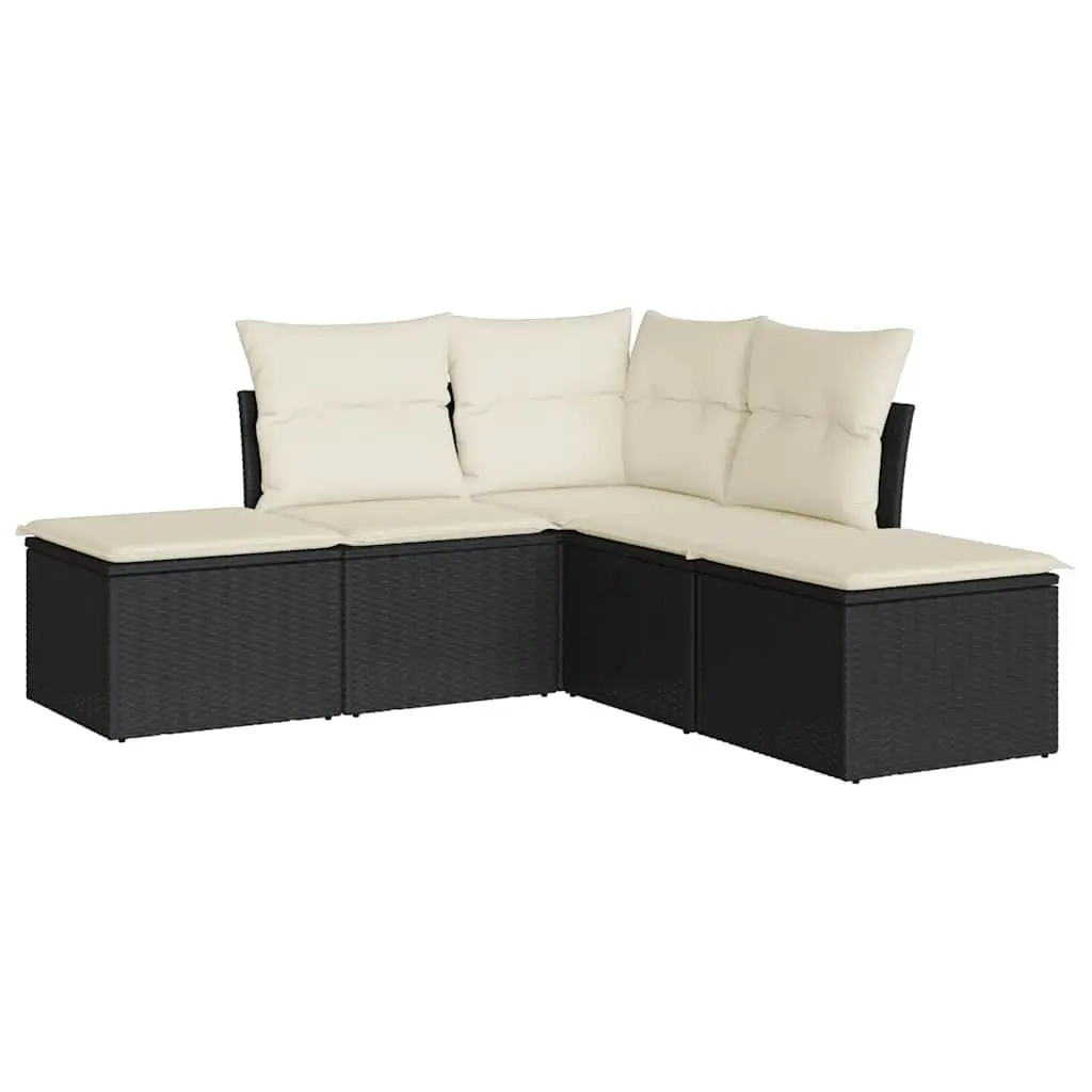 Garden Sofa Set 5 Piece Outdoor Furniture Patio Sectional Black Rattan Cushions