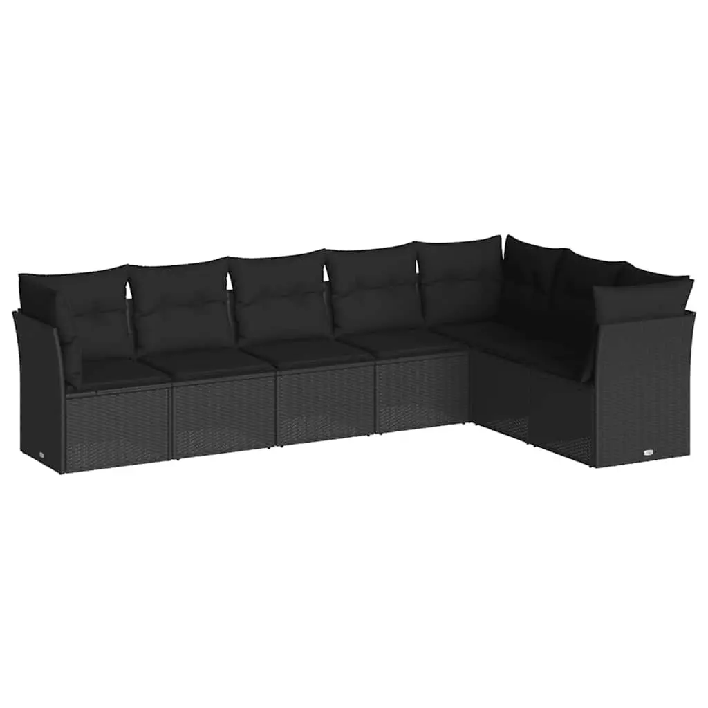 Garden Sofa Set PE Rattan Modular 7 Piece Outdoor Furniture Cushions Black