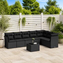 Practical 8 Piece Black Rattan Sofa for Outdoors