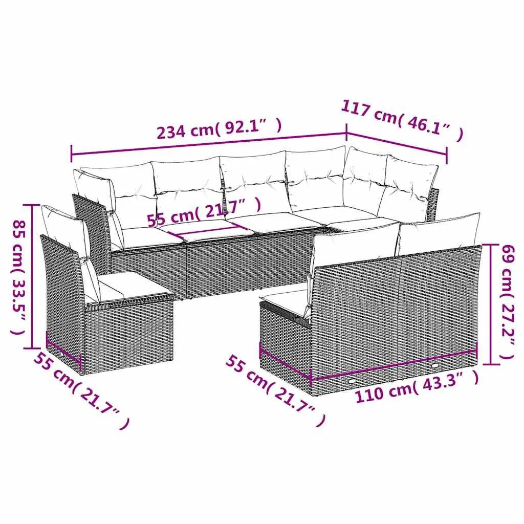 Modular Outdoor 8 Piece Garden Sofa Set