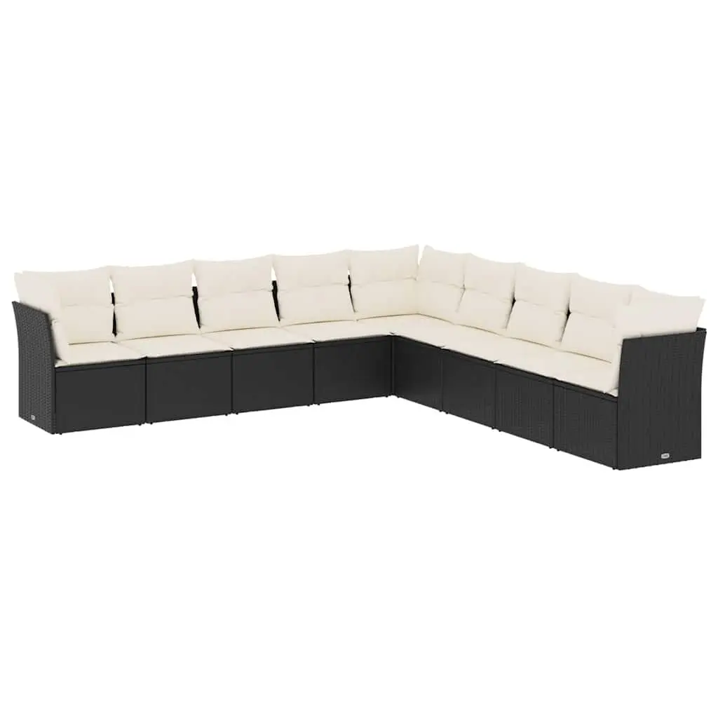 Garden Sofa Set 9 Piece Outdoor Furniture Patio Seating Black with Cushions