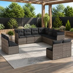 Practical 11-Piece Grey Outdoor Sofa Set for Your Space