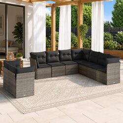Practical 9 Piece Grey Sofa Set for Your Outdoor Areas