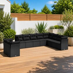 Versatile 10-Piece Black Outdoor Sofa Set for Any Space