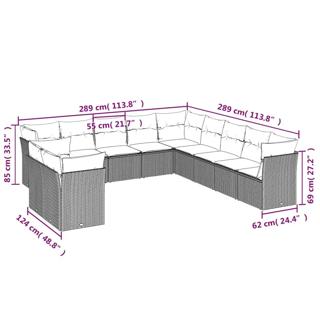 11-Piece Modular Sofa Set for Outdoor Spaces