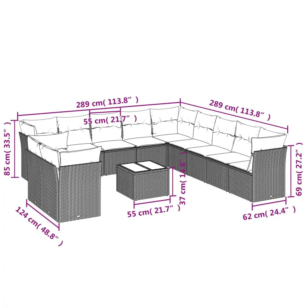 12 Piece Grey Garden Sofa Set for Outdoor Enjoyment