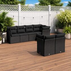7 Piece Modular Black Garden Sofa Set for Outdoor Use