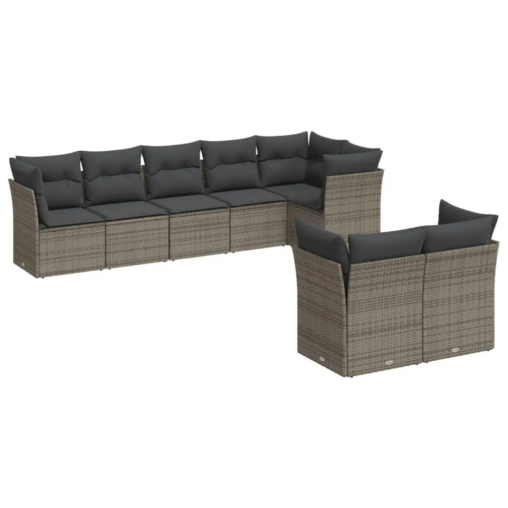 Garden Sofa Set 8 Piece Outdoor Furniture Modular Patio Seating Grey Cushions