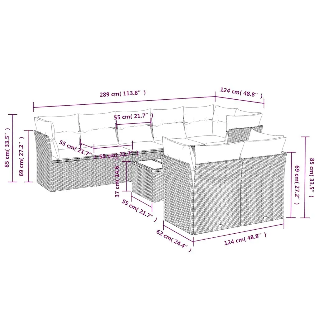 9-Piece Garden Sofa Set for Outdoor Use