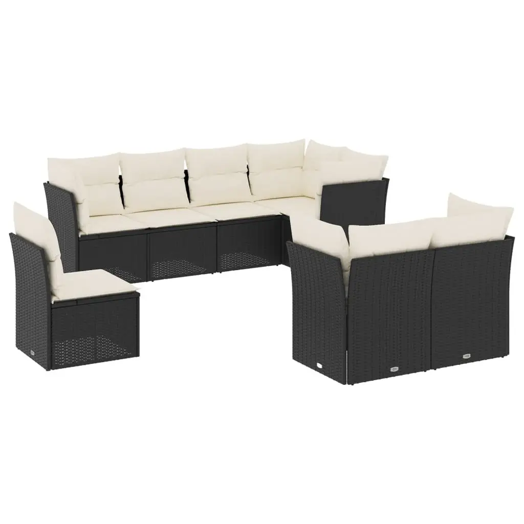 Garden Sofa Set PE Rattan Modular 8 Piece Outdoor Furniture Black