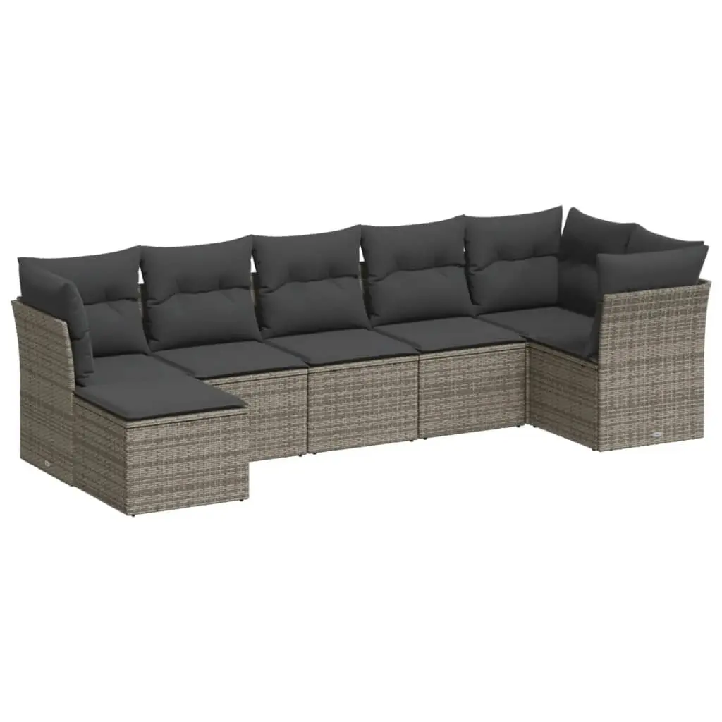 Garden Sofa Set 7 Piece Outdoor Furniture Patio Grey Rattan Cushions Modular