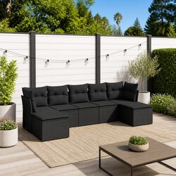 Versatile 7-Piece Black Garden Sofa Set for Outdoor Spaces