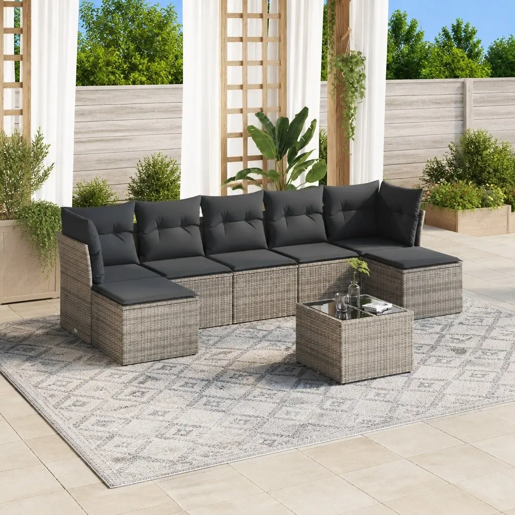 Garden Sofa Set PE Rattan 8 Piece Modular Outdoor Furniture Grey Patio Seating