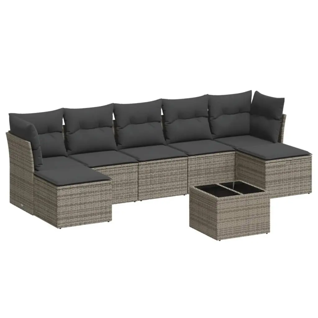 Garden Sofa Set PE Rattan 8 Piece Modular Outdoor Furniture Grey Patio Seating