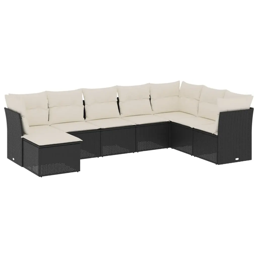 Garden Sofa Set PE Rattan 8 Piece Outdoor Furniture Modular Black with Cushions