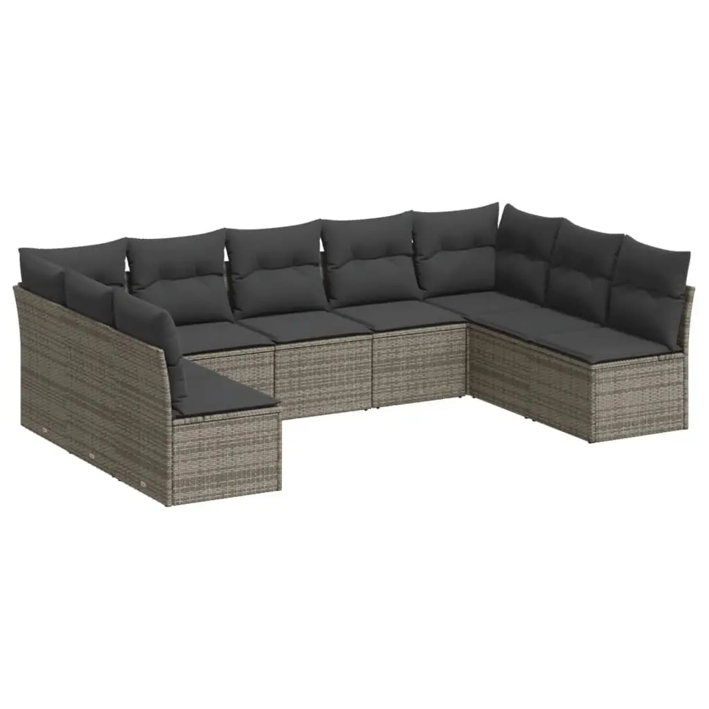 Garden Sofa Set Modular PE Rattan 9 Piece Outdoor Furniture Grey