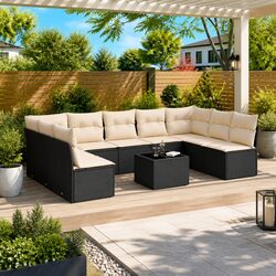 Practical 10 Piece Black Outdoor Sofa Set for Your Home