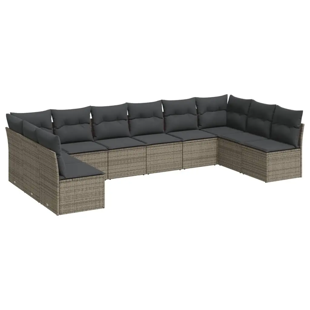 Garden Sofa Set 10 Piece Outdoor Furniture Grey Poly Rattan Modular Patio