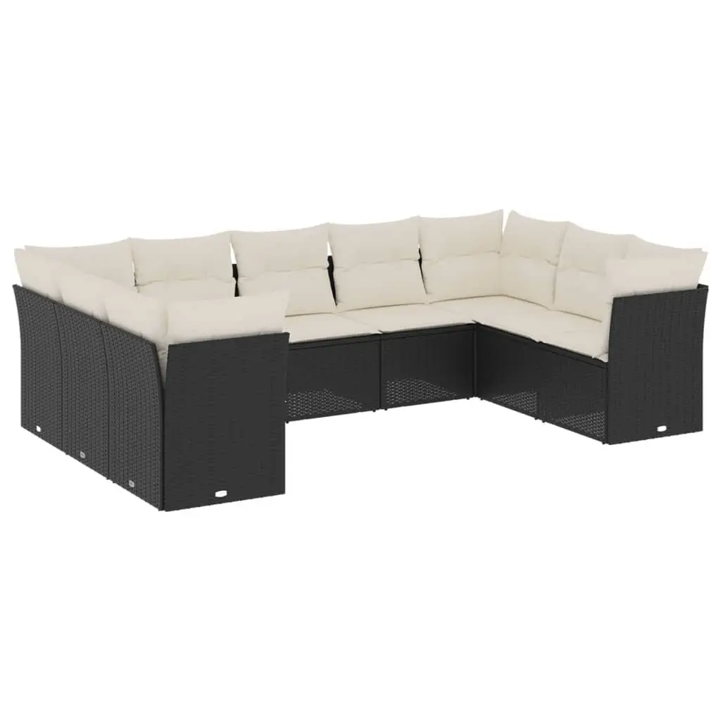 Garden Sofa Set Modular PE Rattan 9 Piece Outdoor Furniture Black