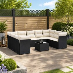 Versatile 10 Piece Outdoor Sofa Set in Black Rattan