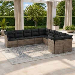 Practical 10-Piece Grey Outdoor Sofa Set for Your Patio