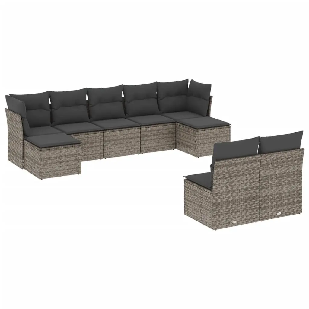 Garden Sofa Set 9 Piece Outdoor Furniture Grey Rattan Modular Patio Sectional