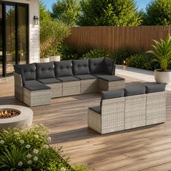 Functional 10-Piece Grey Garden Sofa Set for Your Patio